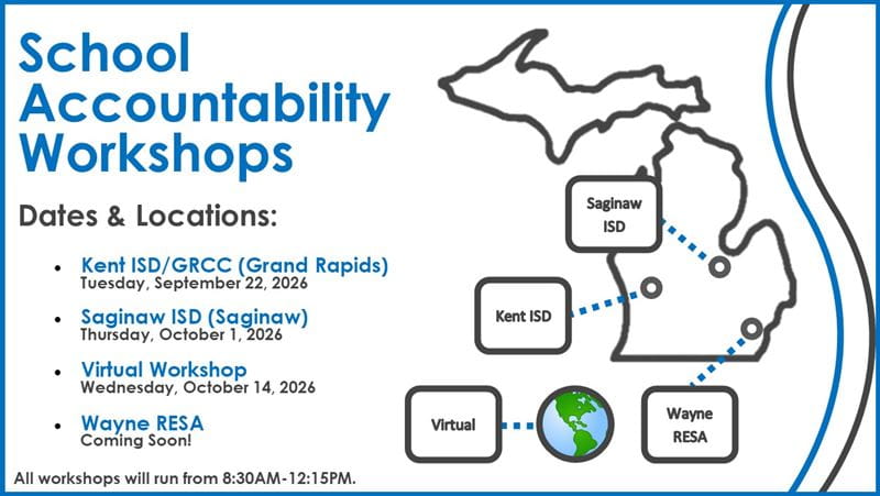 School Accountability Workshops Locations Graphic
