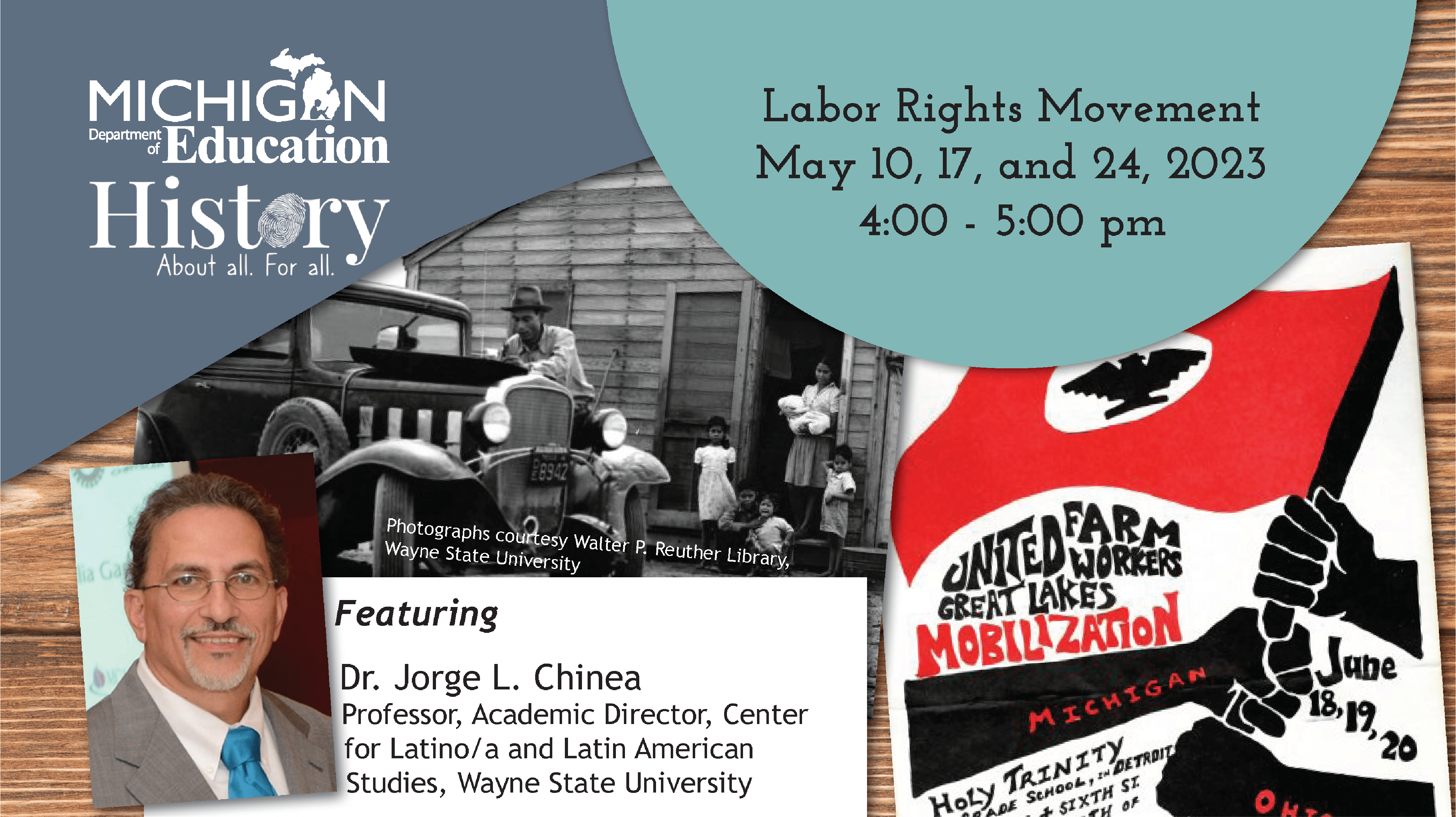 Flyer for the May 2023 Labor Rights Movement Webinar Series