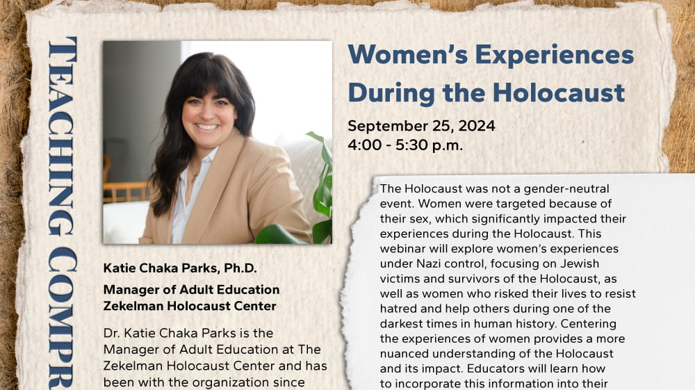 September 2024 TCH Session: Women's Experience During the Holocaust Flyer