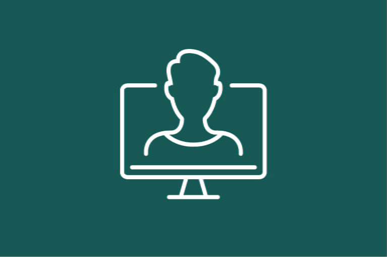 person silhouette and computer icon