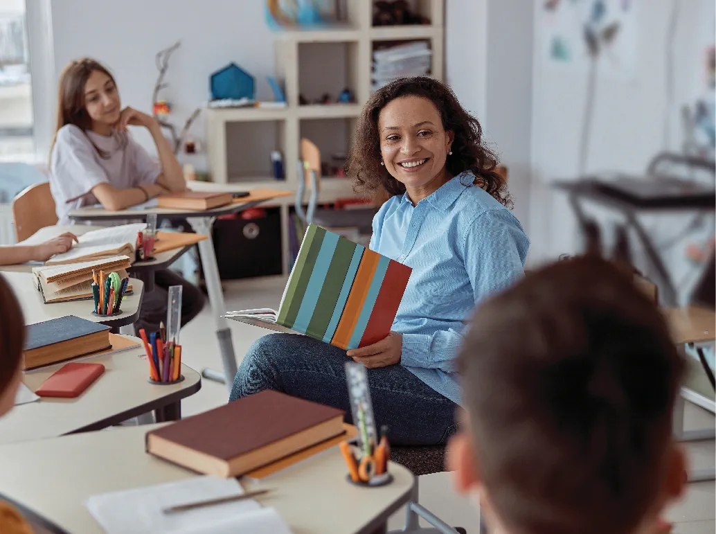 teacher working with class