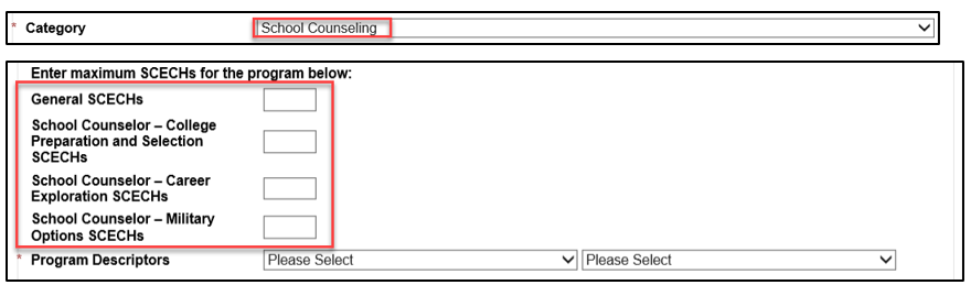 screenshot of MOECS school counseling category