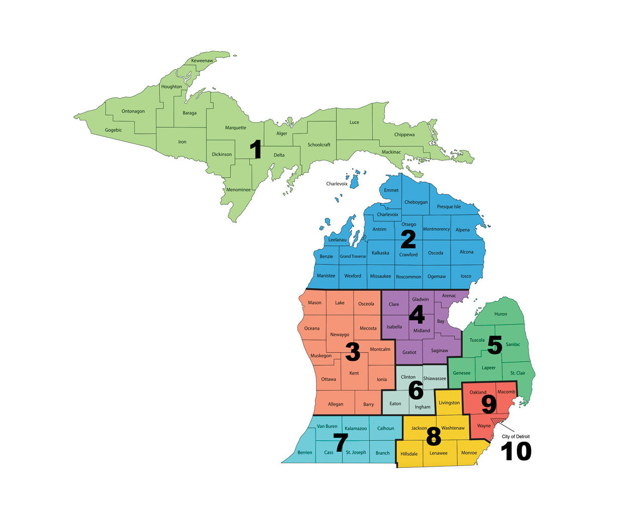 Regional Map of Michigan