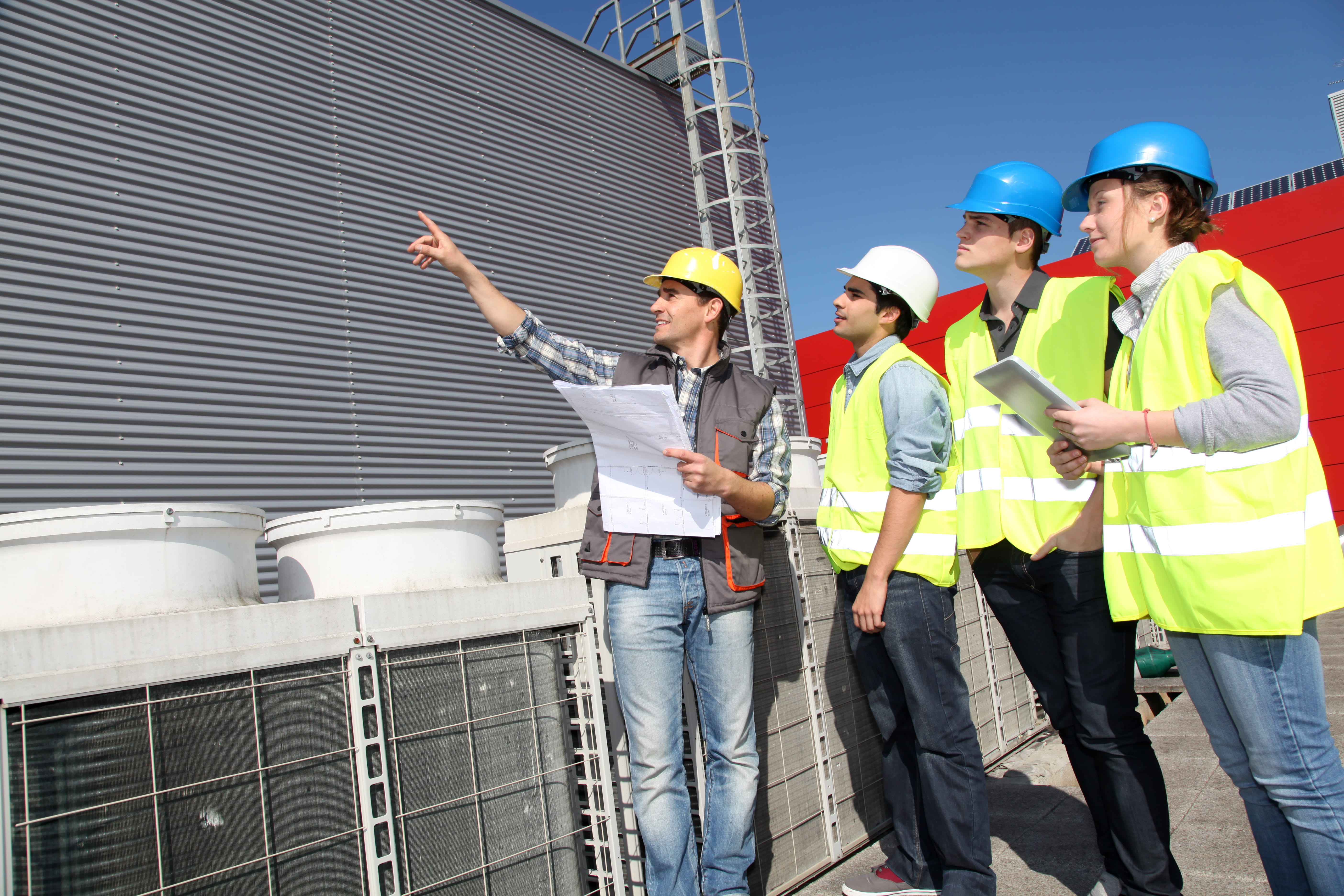 Group of students with employer