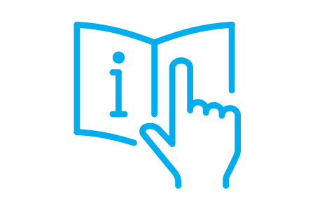 hand pointing in book icon