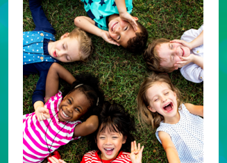 Children in circle laughing