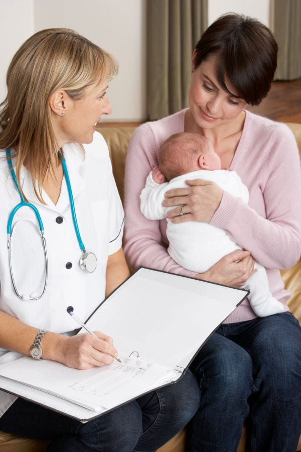 Mom Baby and health care worker