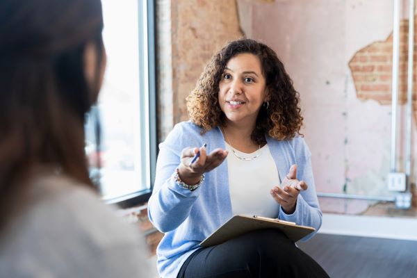 woman and social worker