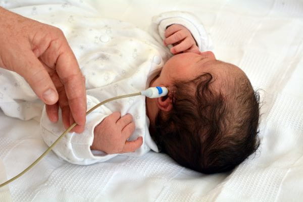 Baby getting ear check