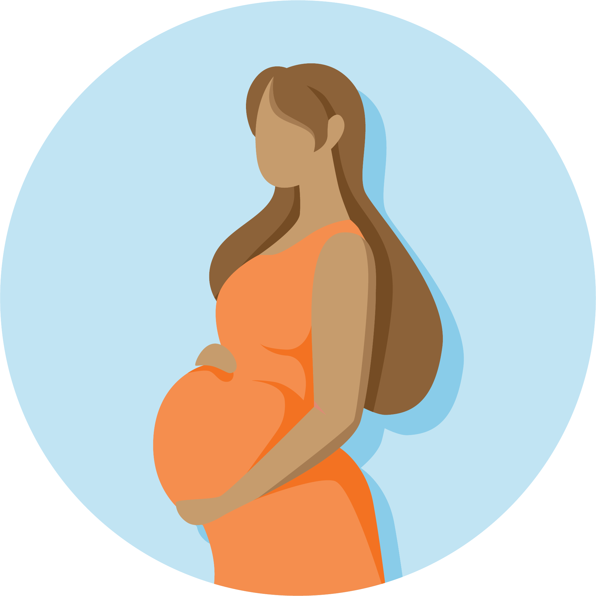 pregnancy woman side profile cartoon
