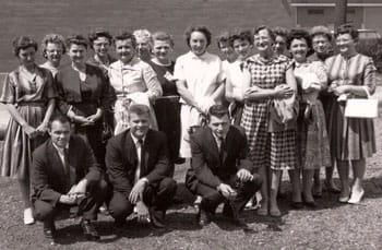 Black and white photo of a group of health care professionals