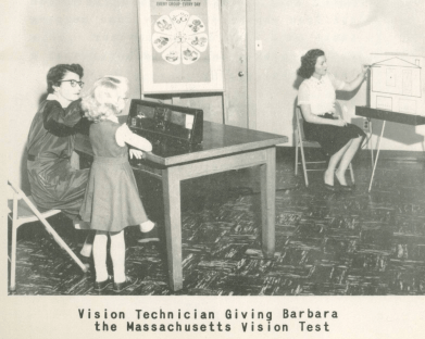 Vision Tech Giving Barbara the Massachusetts Vision Test