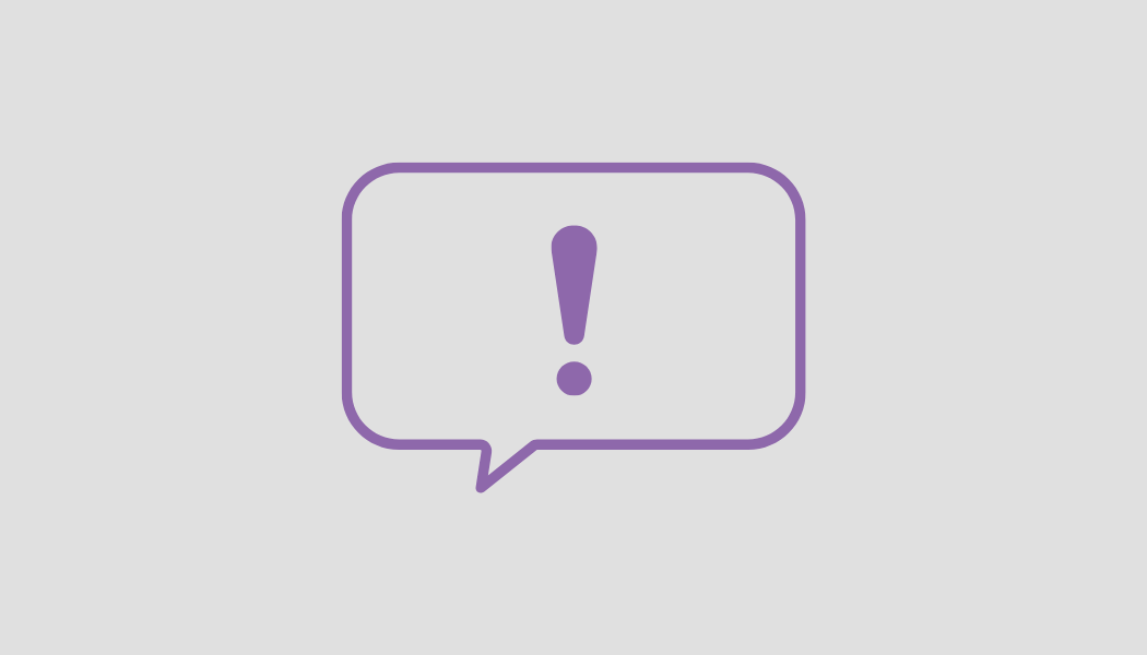 Announcement icon: speech bubble with exclamation point