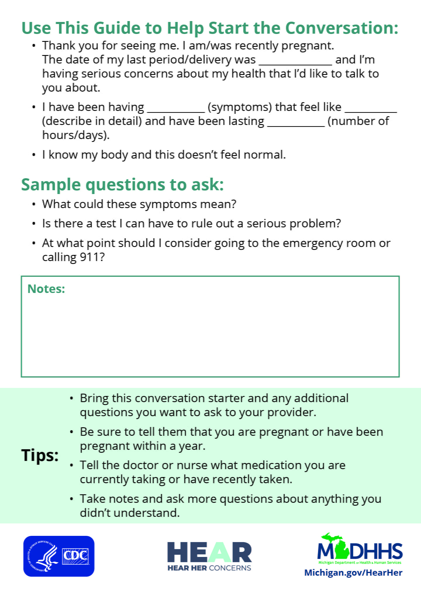 Hear Her Concerns Flyer