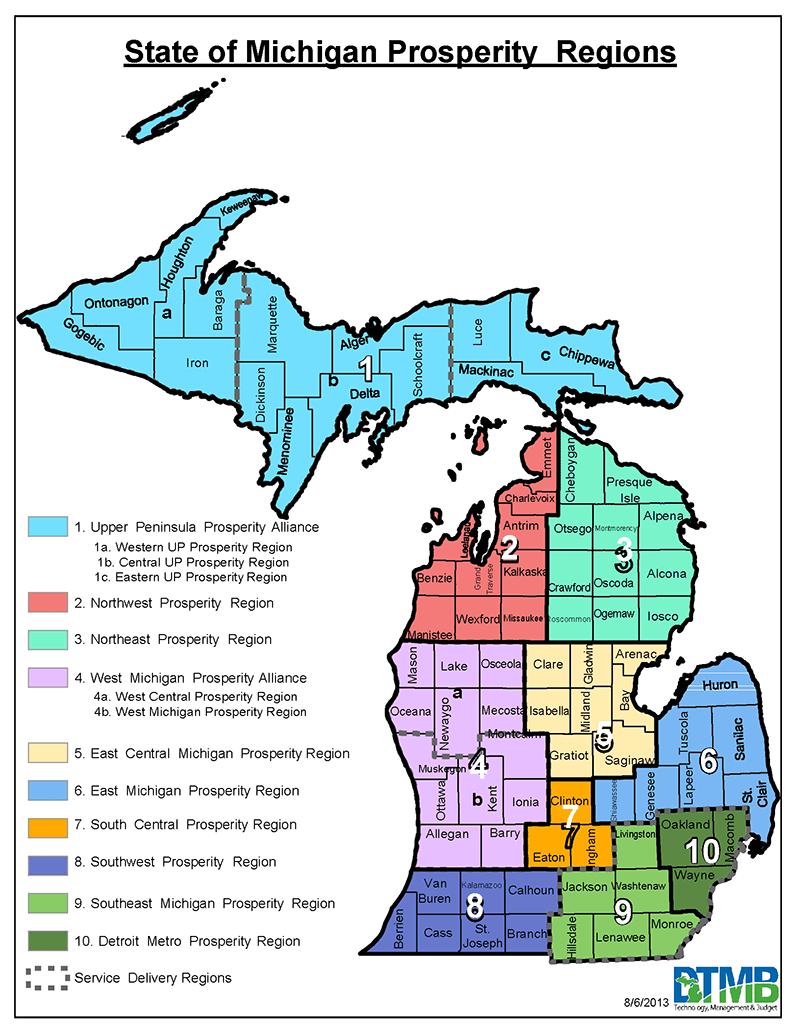 Michigan Prosperity Regions Map