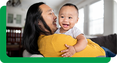Man with child boy both smiling