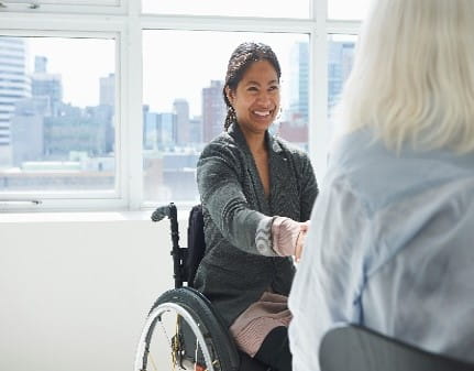 Businesswoman on wheelchair