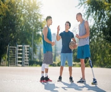 People on basketball court