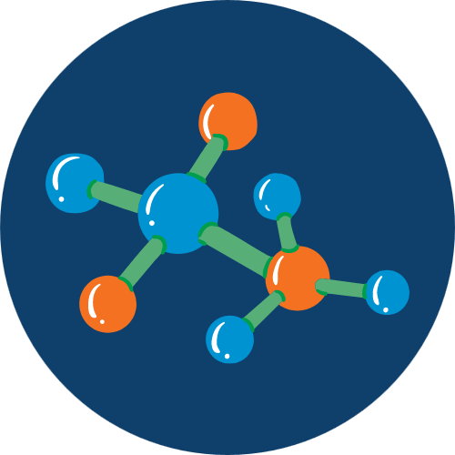 Icon image of a molecule.