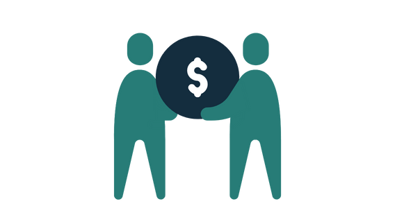 Two people holding money