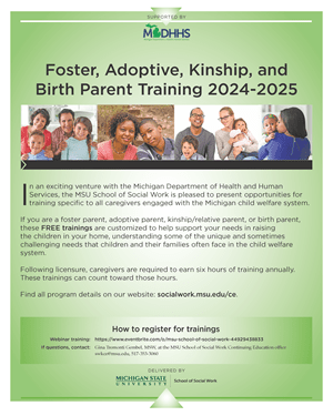 Foster, Adoptive, Kinship, and Birth Parent Training 2024-2025