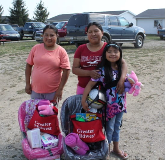 Migrant Family with car seat bundles