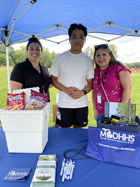 FOSD Staff, Breanna Fitzpatrick, Kevin Perez and  Jo Estrada-Guerra at the Buurma Farmworker Appreciation Event 7-15-23
