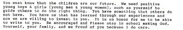 Excerpt from a letter from Huron Valley Women’s Correctional Facility
