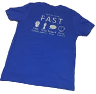 Back of blue stroke t-shirt w FAST wording and images