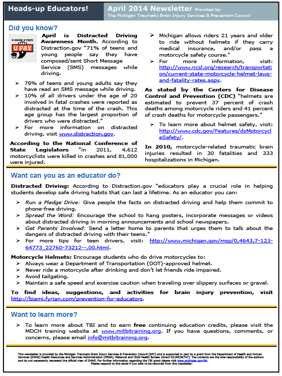 April 2014 Prevention Newsletter