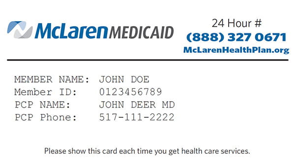 McLaren Health Plan member card graphic