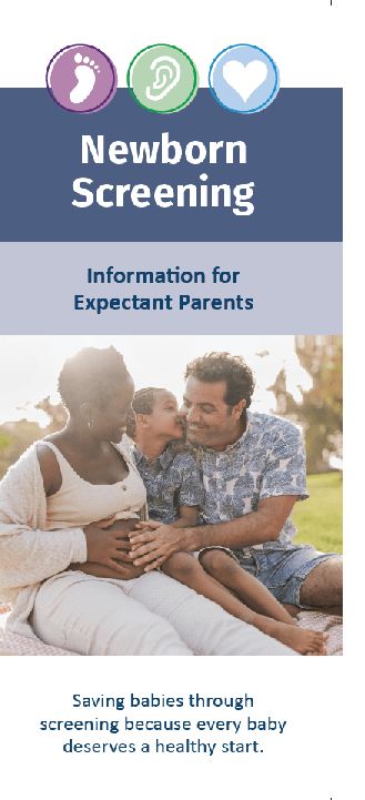 Front cover of the newborn screening information for expectant parents brochure. 
