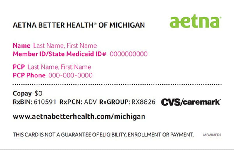 Aetna Health Plan Member card graphic