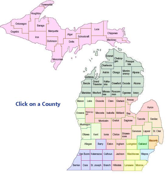 Map of Michigan Counties