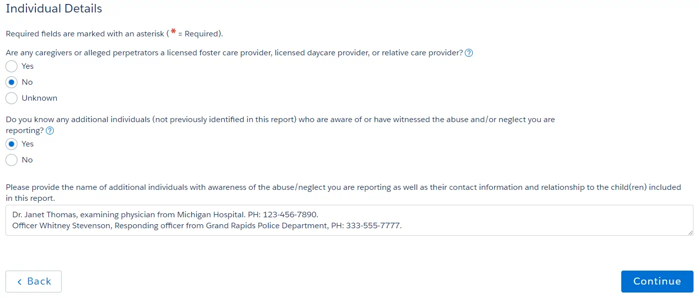 Individual Details screenshot