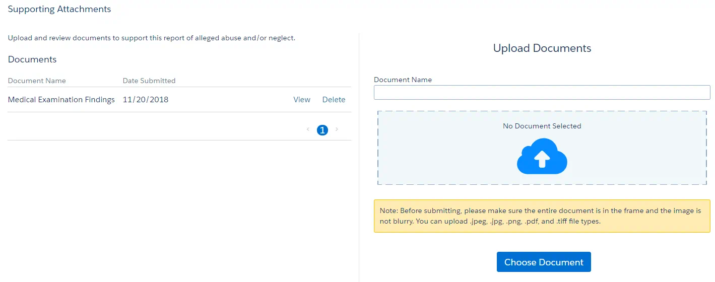 Supporting Attachments screenshot 3