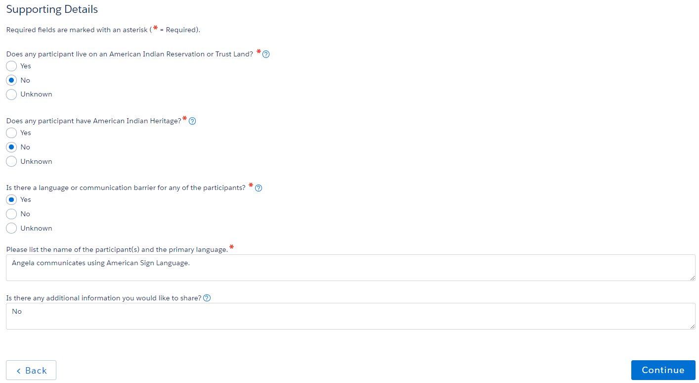 Supporting Details screenshot