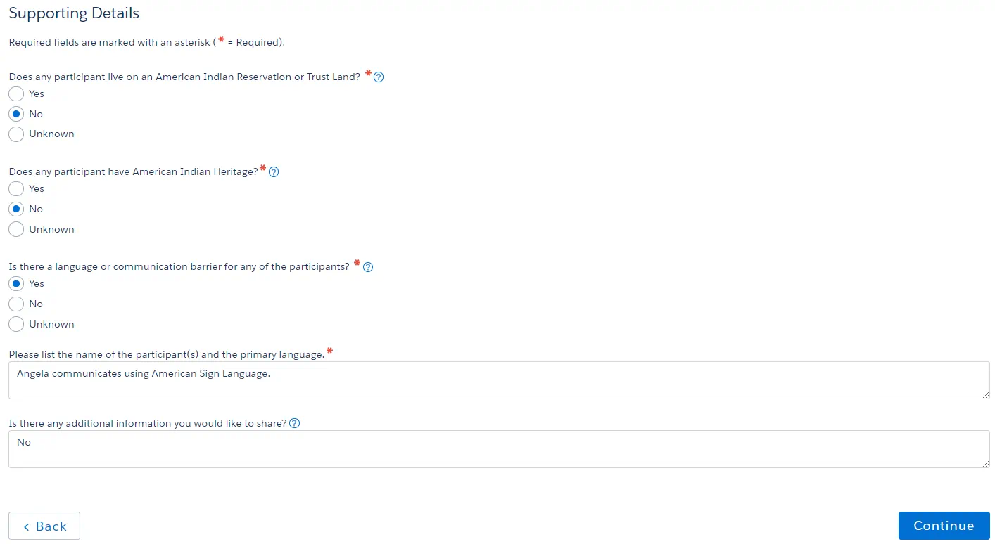 Supporting Details screenshot