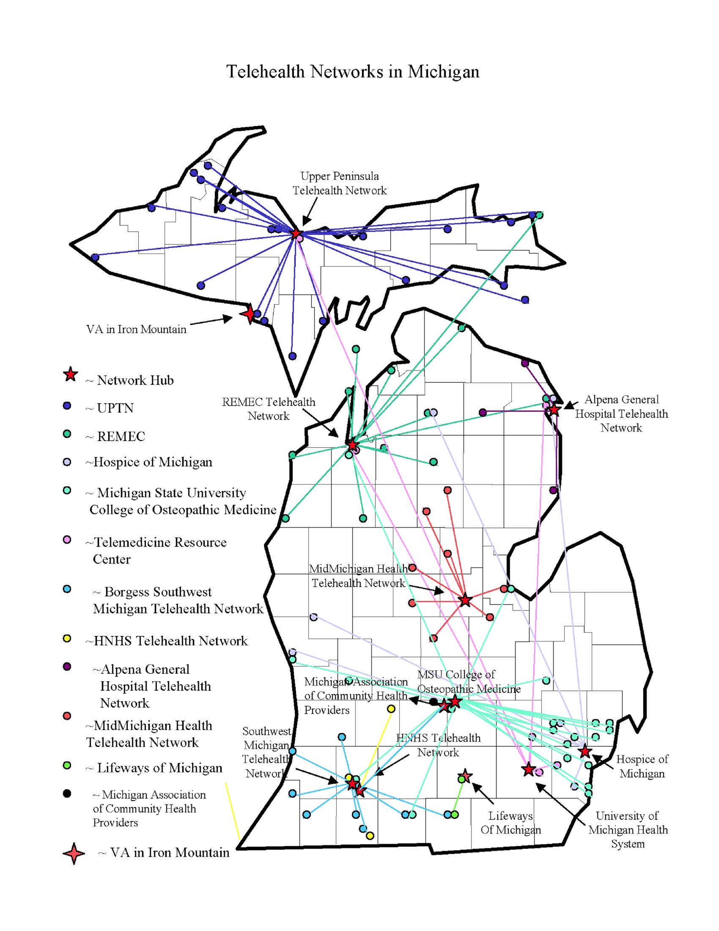 Map of Telehealth Networks in Michigan