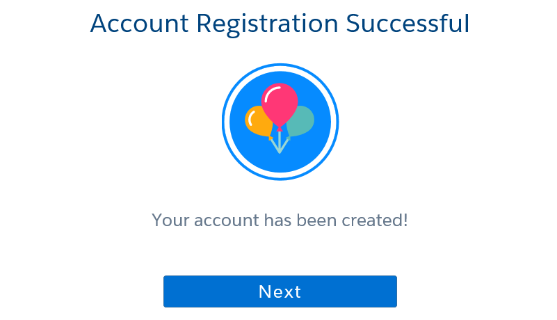 Account Registration Successful screenshot