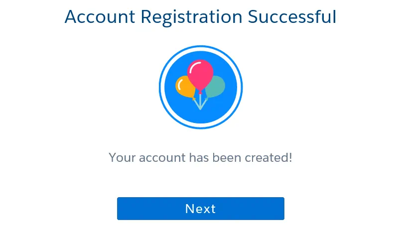 Account Registration Successful screenshot