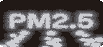 PM2.5 spelled out in a cloud-like font