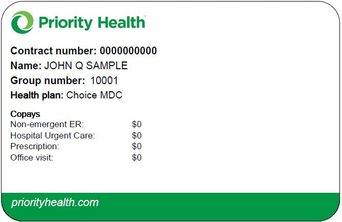 Priority Health Medicaid ID Card 
