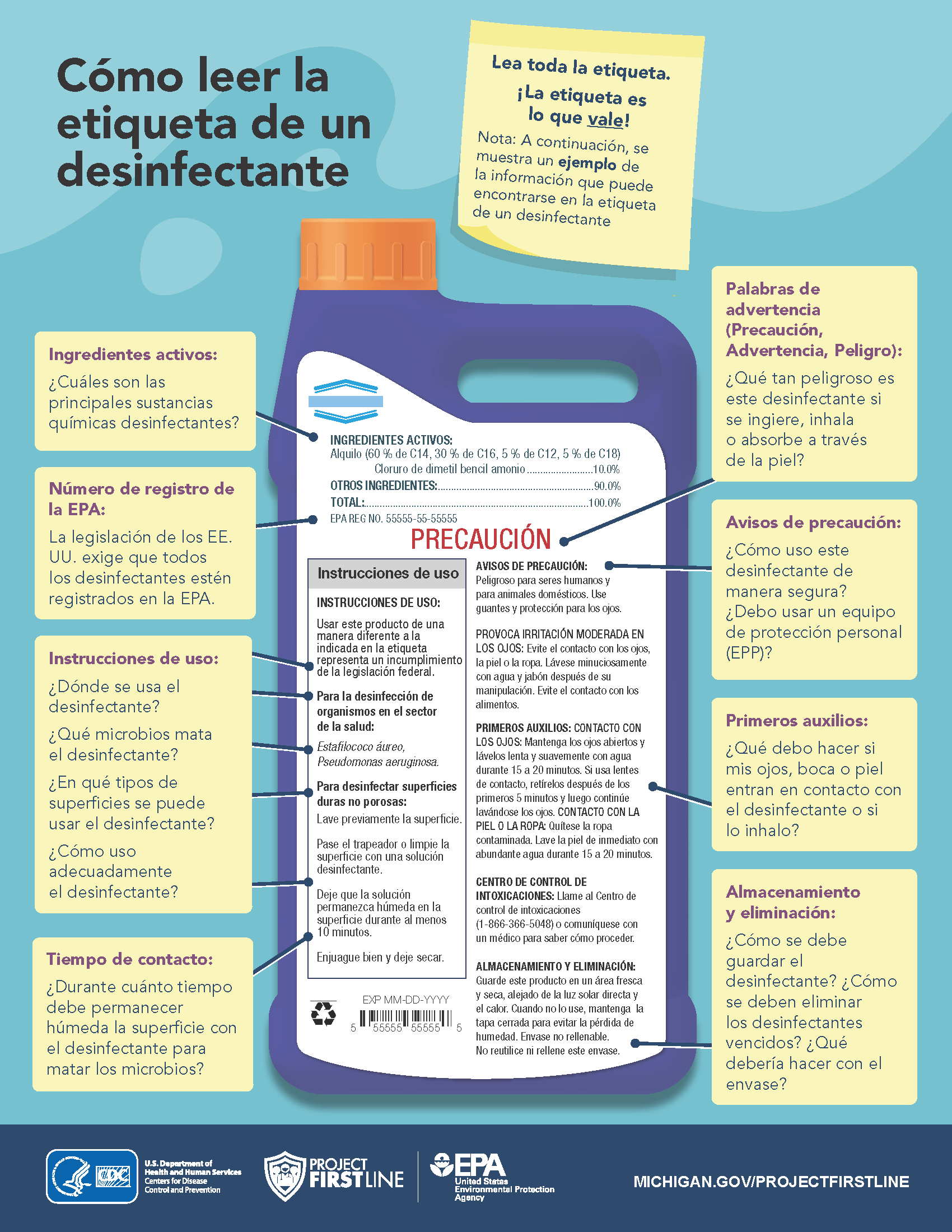 How to read a disinfectant label spanish