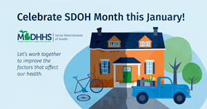 Celebrate SDOH Month this January! Facebook Post