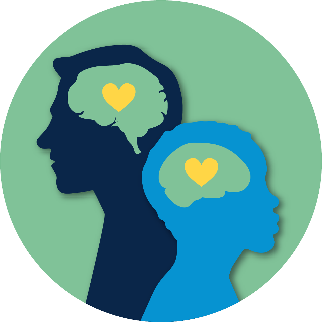 Behavioral health graphic - 2 heads with brains inside