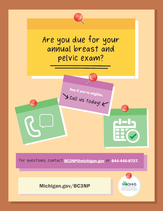 Provider Flyer #1: Are You Due for Your Annual Breast and Pelvic Exam?