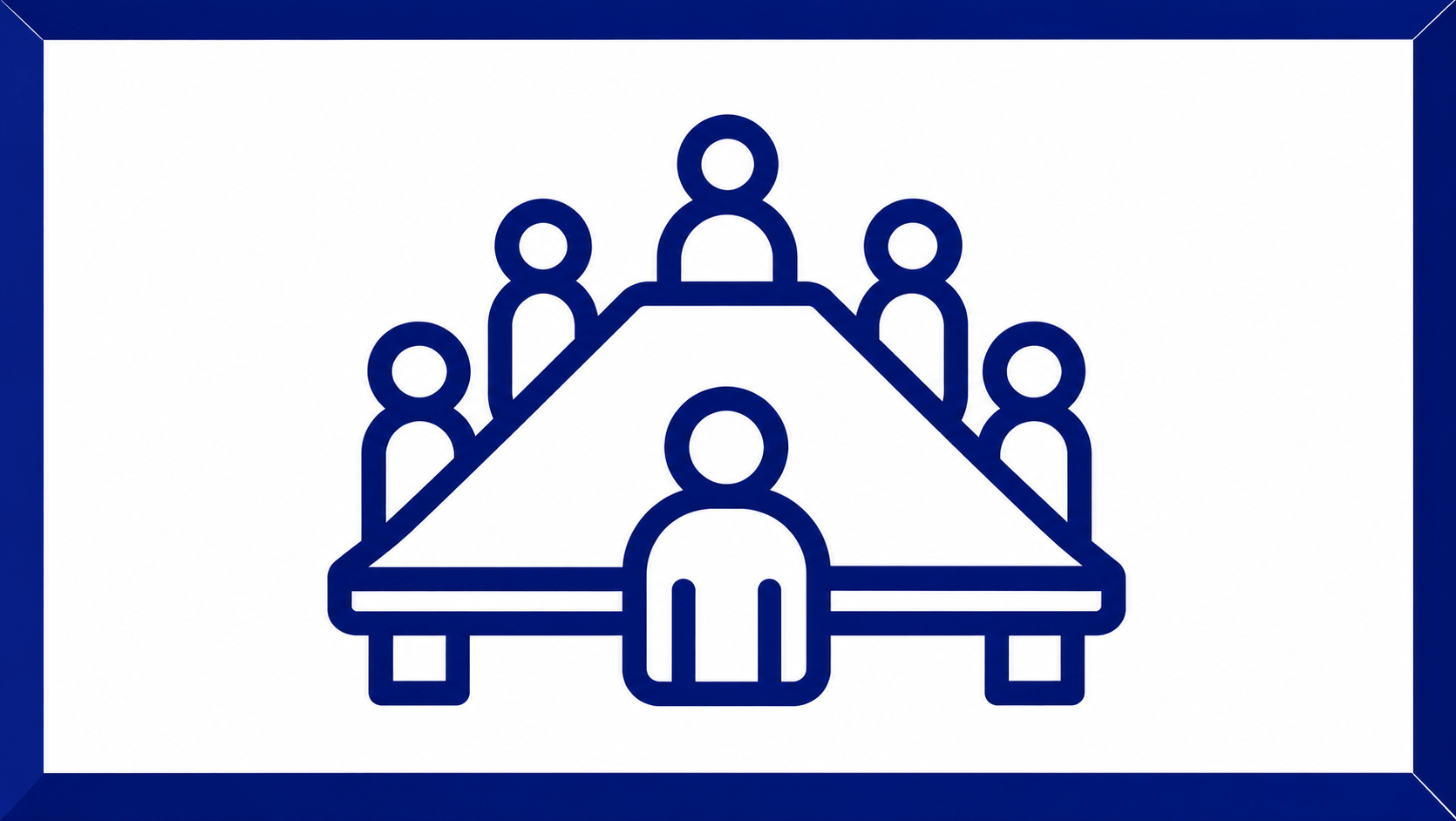 Outline of people figures sitting around a table