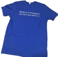 Front of blue stroke t-shirt w FAST wording