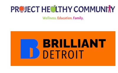 combined logos for Project Healthy Community and Brilliant Detroit